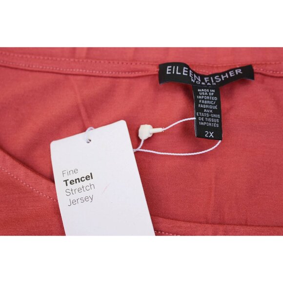 New w/Tags - sz 2X Eileen Fisher -Ballet Neck Shift Dress Tencel Jersey, Chutney - Picture 4 of 11